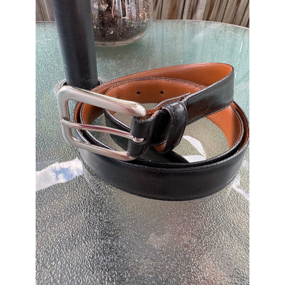 Mens Wearhouse Black Full Grain Italian Leather Dress Belt Size 40 Made in Italy